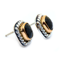 Athena Earrings with Gem in Onyx