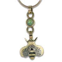 Bee Pendant with Ethiopian Opal in 14K Yellow Gold & 18K Yellow Gold w Sterling Silver