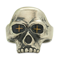 Betsy Skull Ring in 18K Yellow Gold Design w Sterling Silver Base