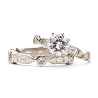 Bijou Bridal Ring Set in Diamond