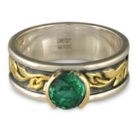 Bordered Flores Engagement Ring in Emerald