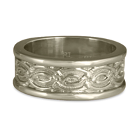 Bordered Laura Wedding Ring in 14K White Gold