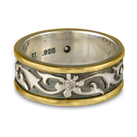 Bordered Persephone Wedding Ring with Gems in Diamond