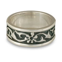 Bordered Persephone Wedding Ring in Sterling Silver
