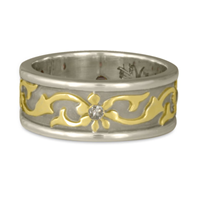 Bordered Persephone Wedding Ring in 14K White Gold Borders & Base w 18K Yellow Gold Center