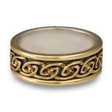 Bordered Petra Wedding Ring in 18K Yellow Gold Borders & Center w Sterling Silver Base 