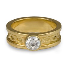 Bordered Rope Engagement Ring in 18K Yellow Gold