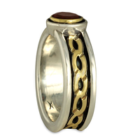 Bordered Rope Engagement Ring in Sterling Silver Borders & Base w 18K Yellow Gold Center