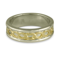 Bordered Rope Wedding Ring in 14K White Gold Borders & Base w 18K Yellow Gold Center
