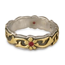 Borderless Persephone Wedding Ring with Gems in 18K Yellow Gold Design w Sterling Silver Base