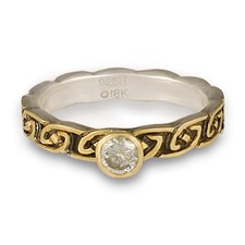 Borderless Petra Engagement Ring in 18K Yellow Gold Design w Sterling Silver Base