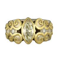 Cascade Ring with Diamond in Two Tone