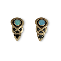 Ceres Earrings with Opal  in 14K Yellow Gold Design w Sterling Silver Base