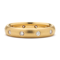 Classic Domed Comfort Fit Wedding Ring 4mm with Gems in 14K Yellow Gold