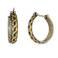 Classic Rope Hoop Earrings in 14K Yellow Gold Design w Sterling Silver Base