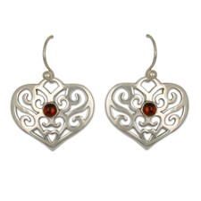 Collette s Heart Earrings with Gem in Sterling Silver