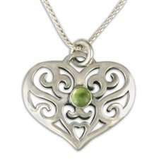 Collette s Heart Pendant with Gem in Peridot