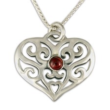Collette s Heart Pendant with Gem in Sterling Silver