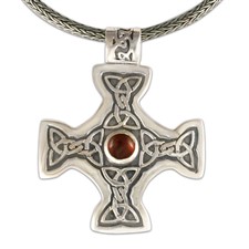 Columba s Cross on Woven Chain in Sterling Silver