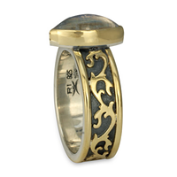 Davina Moonstone Ring in 14K Yellow Gold Design w Sterling Silver Base