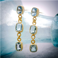 Davy Jones One of a Kind Aquamarine Earrings in 20K Yellow Gold