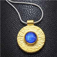 Dione Disc Pendant 11mm with Blue Moonstone in Two Tone