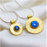 Dione Disc Pendant 7mm with Blue Moonstone in Two Tone