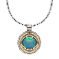 Dione Pendant Small with Opal in Two Tone