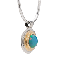 Dione Pendant Small with Opal in 14K Yellow Gold Design w Sterling Silver Base
