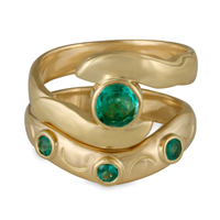 Donegal Twin Bridal Ring Set in Emerald
