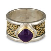 Double Petra Ring in 14K Yellow Gold Design w Sterling Silver Base