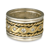 Double Twisted Rope Ring in 14K Yellow Gold Design w Sterling Silver Base