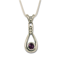 Droplet Pendant with Gem in Amethyst