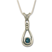 Droplet Pendant with Gem in Sterling Silver