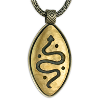 Elemental Serpent Pendant in 14K Yellow Gold Design w Sterling Silver Base