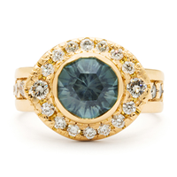 Elizabethan II Halo Engagement Ring in 18K Yellow Gold