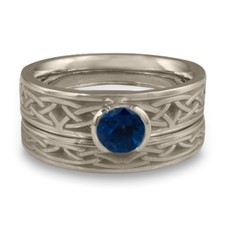 Extra Narrow Celtic Arches Bridal Ring Set in Sapphire