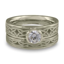Extra Narrow Celtic Arches Bridal Ring Set in 14K White Gold