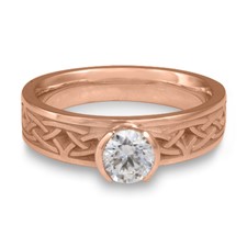 Extra Narrow Celtic Bordered Arches Engagement Ring in 14K Rose Gold
