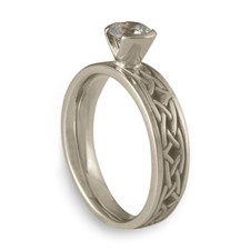 Extra Narrow Celtic Bordered Arches Engagement Ring in 14K White Gold