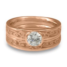 Extra Narrow Continuous Garden Gate Bridal Ring Set in 14K Rose Gold