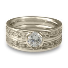 Extra Narrow Continuous Garden Gate Bridal Ring Set in Platinum