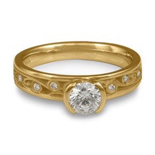 Extra Narrow Continuous Garden Gate Engagement Ring with Gems in 14K Yellow Gold