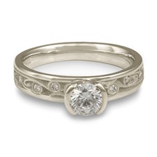 Extra Narrow Continuous Garden Gate Engagement Ring with Gems in Platinum