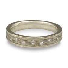 Extra Narrow Continuous Garden Gate Wedding Ring with Gems in Diamond