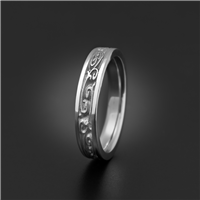 Extra Narrow Continuous Garden Gate Wedding Ring in 18K White Gold