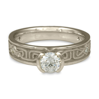 Extra Narrow Labyrinth Engagement Ring with Gems in Platinum