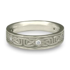 Extra Narrow Labyrinth Wedding Ring with Gems  in Platinum