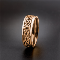 Extra Narrow Self Bordered Celtic Arches Wedding Ring in 18K Rose Gold