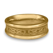 Extra Narrow Self Bordered Love Knot Wedding Ring in 14K Yellow Gold